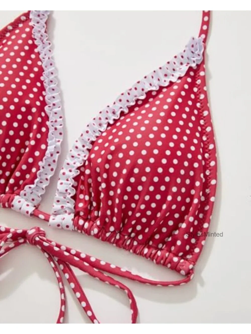 Women Ruffle Thong Bikini Set Halter Triangle 2 Piece Swimsuit Adjustable Straps